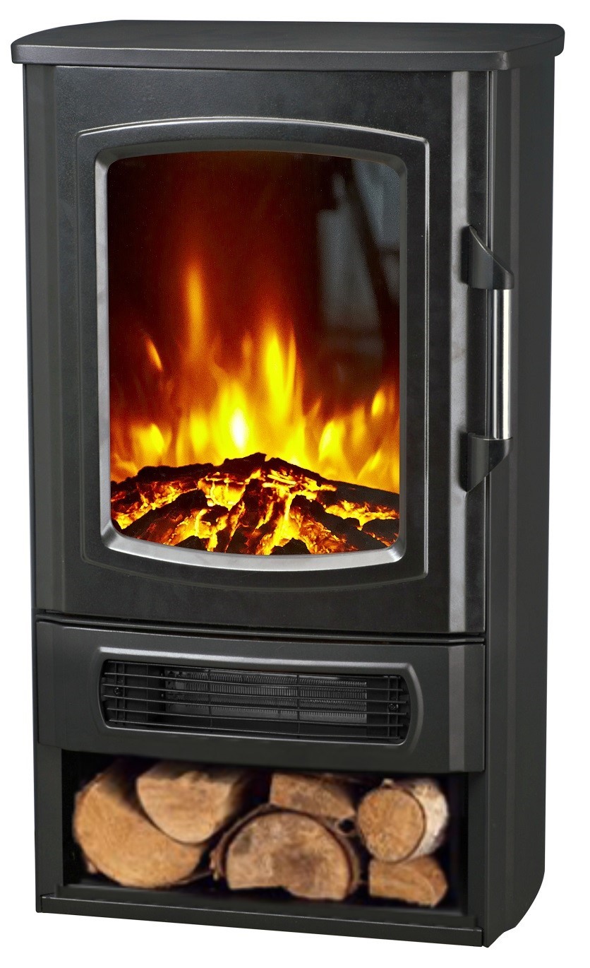 FOYER ÉLECTRIQUE NOIR IMITATION FONTE HELSINKI - CHEMIN'ARTE