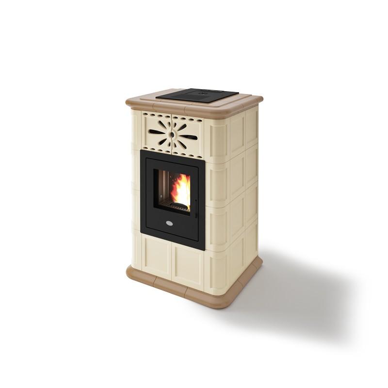 Poêle à granules ventilé céramique - EVACALOR Maria 13.5 kW