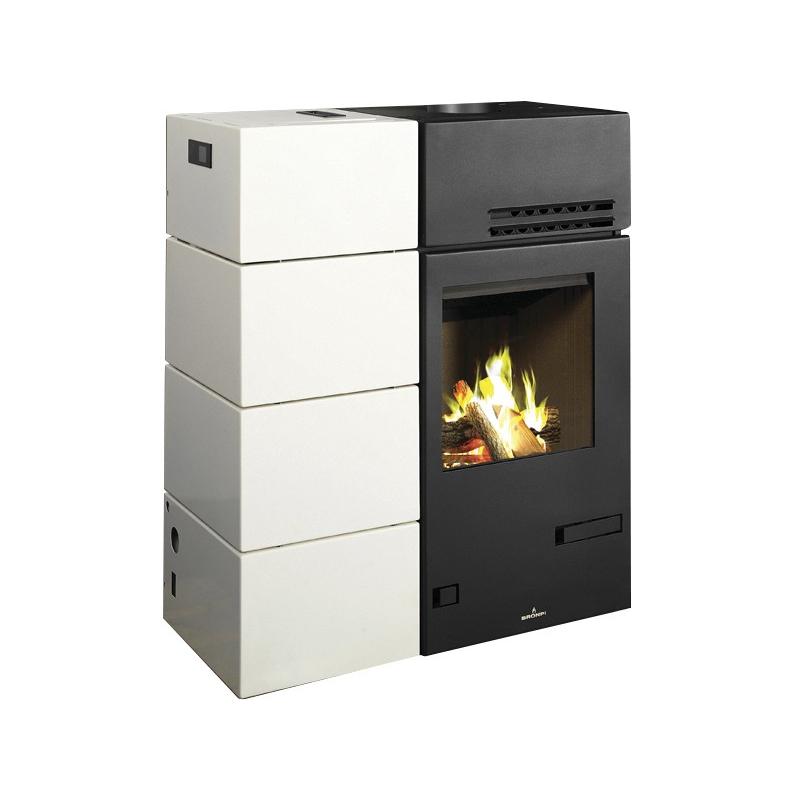 Poêle hybride ventilé bois granules - BRONPI Mixte Carol 15 kW bûches/granulés